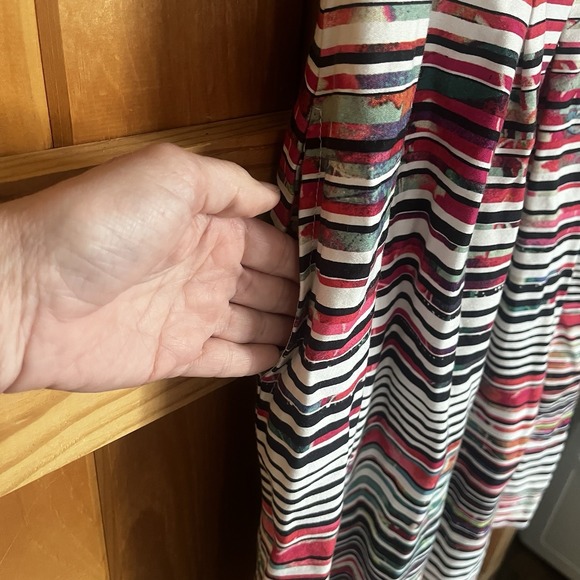 Nine West‎ Pleated Sundress Womens Size 12 Colorful Striped Pockets Sleeveless - Picture 5 of 10